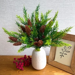 Туя с шишками, букет, искусственная зелень, цвет Зеленый, букет 32 см, 23-24 еловые лапки, набор 2 шт.