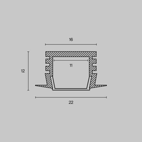 Алюминиевый профиль Maytoni встраиваемый с накладным фланцем 22×12 (Серебро, 2 м), ALM006S-2M