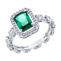 94014862 - Кольцо из серебра с зеленым фианитом