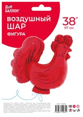 Шар К Фигура, Петушок-леденец, Красный, 38''/97 см, 1 шт. (В упаковке)