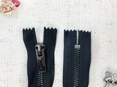 Молния шлифованная металл Т5, н/р, L 18 см, чёрный/тёмный никель