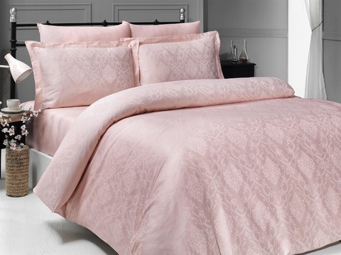 Комплект постельного белья DO&CO Сатин  жаккард DEDRIA 2 спальный (Евро) цвет персиковый