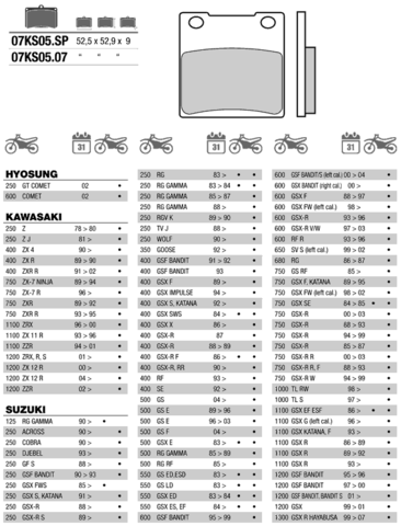 07KS0507 колодки тормозные МОТО(FDB338)