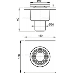 APV4 150*150/50 сливной трап с прямой подводкой пластм бел