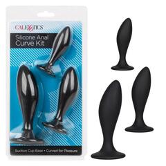 Набор из трех черных анальных пробок Silicone Anal Curve Kit - 