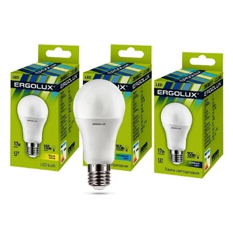 Лампа Ergolux LED-A60-17W-E27-4K (холодный свет)