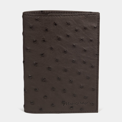 Кожаная обложка для паспорта, страус коричневого цвета