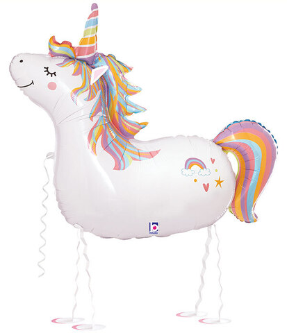 Шар (38''/97 см) Ходячая Фигура, Волшебный единорог, 1 шт. в упак.