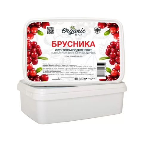 Замороженное пюре Брусника Organic Bar 200 г