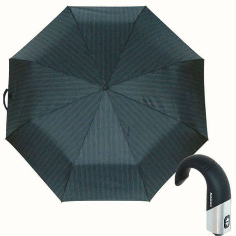 Купить серый полосатый зонт с ручкой крюк Baldinini