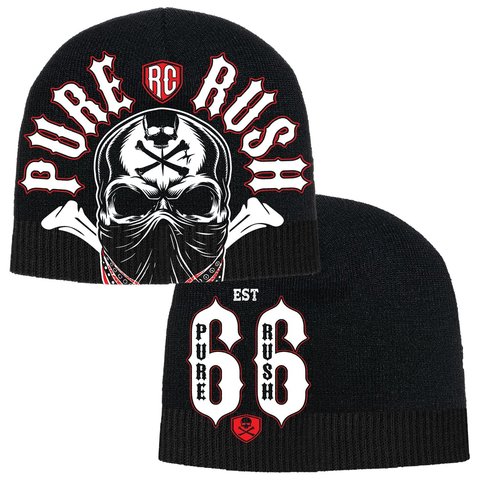 Rush Couture | Шапка мужская PURE RUSH SKULL BEANIE Black RC206 с черепом перед и сзади