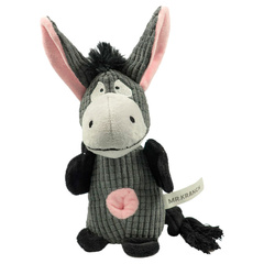 Mr.Kranch игрушка для собак Ослик плюшевая с канатиками,пищалкой и карманом под лакомство 21см серая