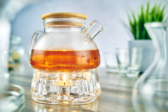 Чайник заварочный стеклянный с фильтром колбой и подогревом от свечи, 700 мл