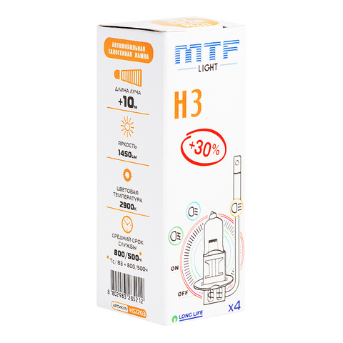 Галогеновые лампы MTF Light Standard+30% H3