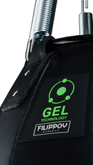 Боксерская груша PREMIUM GEL Filippov. Кожа 65см/50см/75-80кг, черный