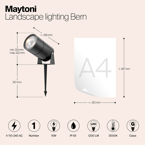 Грунтовый светодиодный светильник Maytoni Bern O050FL-L15GF3K