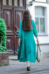 Полюшка. Платье льняное макси асимметричное с вышивкой PL-422569