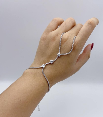 6922 - Слейв-браслет теннисный с тремя фианитами