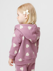 джемпер  для девочки  КР 302824/темная орхидея,сердечки к589