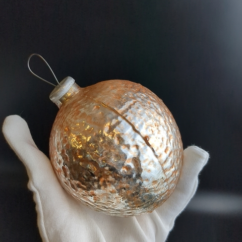 Ёлочная игрушка грецкий орех, гигантская Кремлёвская, 13 см, стекло, винтаж СССР 1960-1980 гг