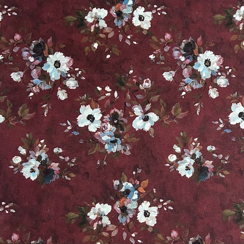 ЦВЕТЫ НА ВИШНЕВОМ - 100% хлопок