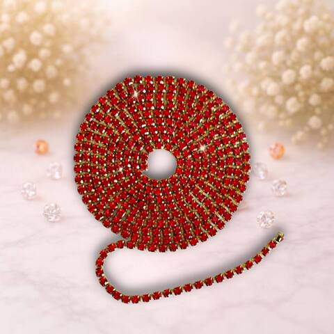 Стразовая лента 2,5мм цвет золото-красный (упаковка 1м)