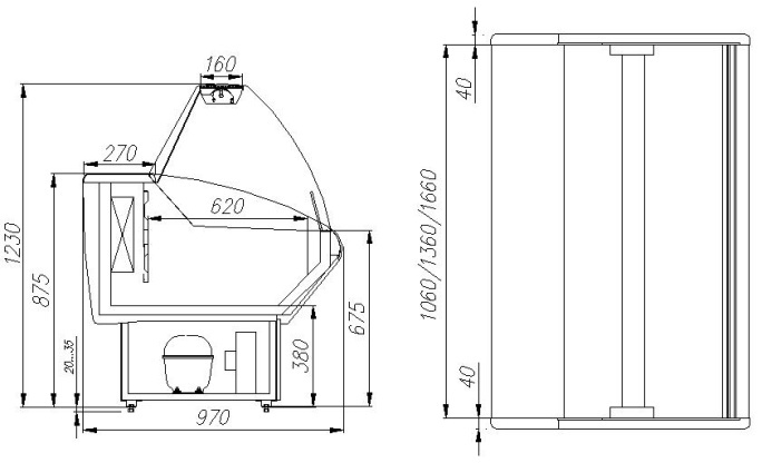 Витрина холодильная POLUS G95 SM 1,8-1 (ВХС-1,8)