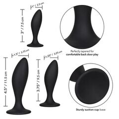 Набор из трех черных анальных пробок Silicone Anal Curve Kit - 