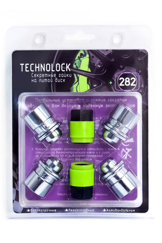 Секретные гайки колеса TECHNOLOCK 282 М12x1.5x37 ключ=21 шайба