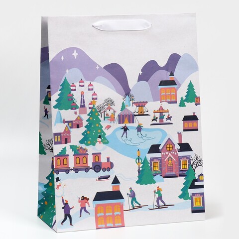Пакет крафтовый вертикальный «Зима», L 31 × 40 × 11.5 см