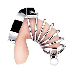 Серебристая клетка для члена Urethral Play Cage - 