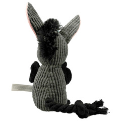 Mr.Kranch игрушка для собак Ослик плюшевая с канатиками,пищалкой и карманом под лакомство 21см серая