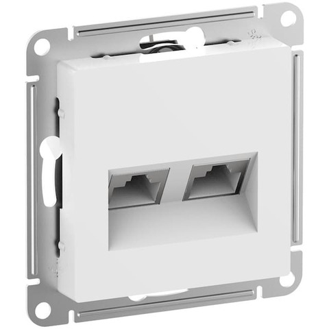 Розетка компьютерная двойная разъём RJ 45/RJ 45 6A кат. Цвет Белый. Schneider Electric AtlasDesign. ATN000188