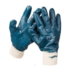 ЗУБР HARD XL (10), с манжетой, маслобензостойкие, износостойкие, перчатки с нитриловым покрытием, Профессионал (11272-XL)