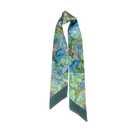 Шелковый твилли шарф Mollen Рассвет светло-серый