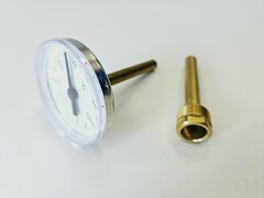 Термометр биметаллический с колбой (D63мм, L75мм, G1/2
