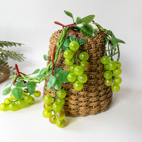 Виноградная лиана, 4 грозди, 18 см, цвет зеленый, набор 1 лиана 50 см.