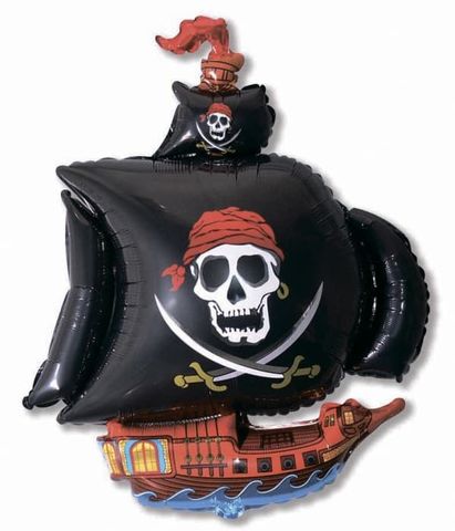 Фольгированный шар Корабль пиратский черный