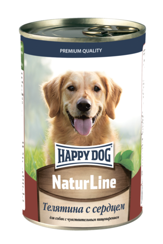 Happy Dog Natur Line консервы для собак (телятина с сердцем) 410гр