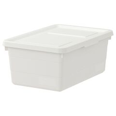 Коробка с крышкой IKEA SOCKERBIT (СОККЕРБИТ), Белый, 38x25x15 см