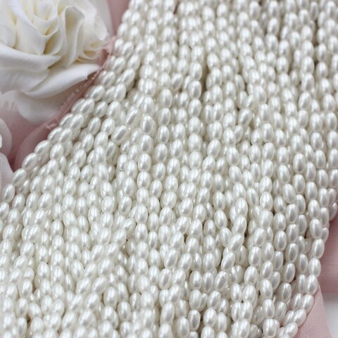 Жемчуг Майорка рис, имитация жемчуга, 4*6 мм, 1 нить, МА049