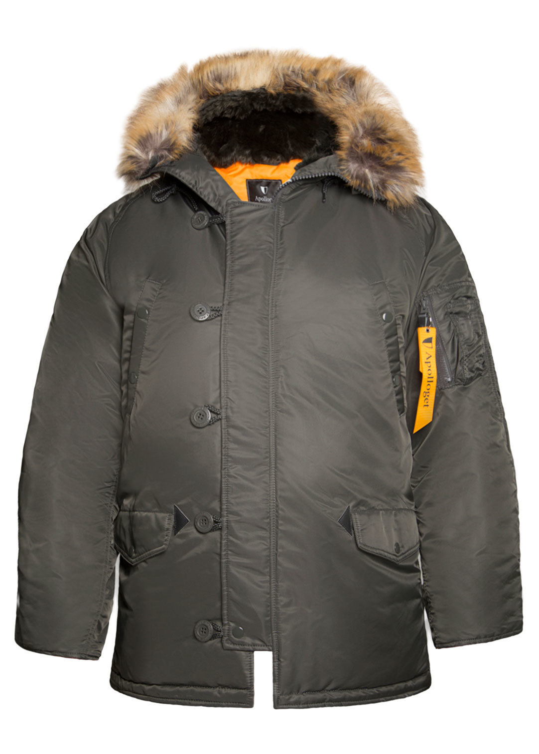 Куртка Аляска  Apolloget N-3B Regular (т.серая - beluga/orange)