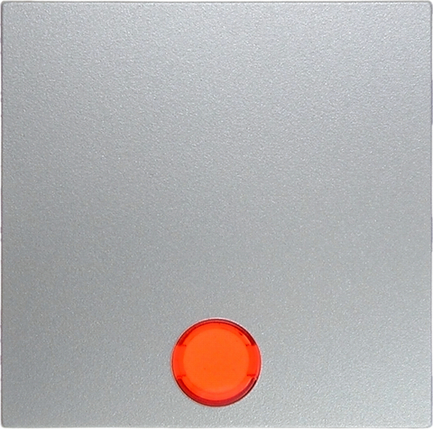 Выключатель одноклавишный, кнопочный (замыкатель с 2 раздельными сигнальными контактами) в комплекте с 5 линзами 10 А 250 В~. Цвет Алюминий. Berker (Беркер). S.1 / B.3 / B.7. 16211404+503101+1687
