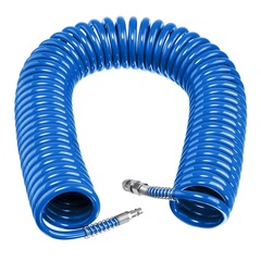 ЗУБР 15 м, 8 х 12 мм, 15 бар, воздушный спиральный шланг с фитингами рапид, Профессионал (6472-15)