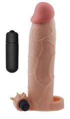 Телесная насадка на пенис с вибропулей - 26,6 см. - 