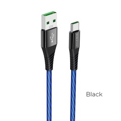 USB - Type-C Borofone BU13 Craft, 1.2м, круглый, 5.0A, нейлон, цвет: черный