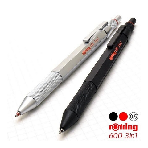 Ручка многофункциональная Rotring 600 Trio Pen, Matte Silver, 0,5 mm (2164109)