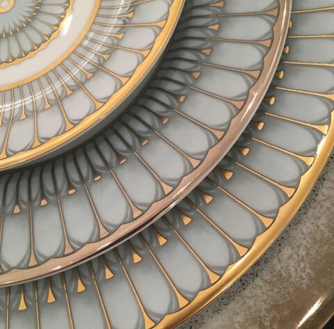 Сервиз столовый 20 предметов Deshoulieres Arcades Gris Bord Platine