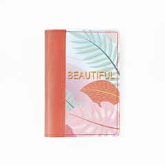 Обложка на паспорт комбинированная  "Beautiful", рыжая белая вставка