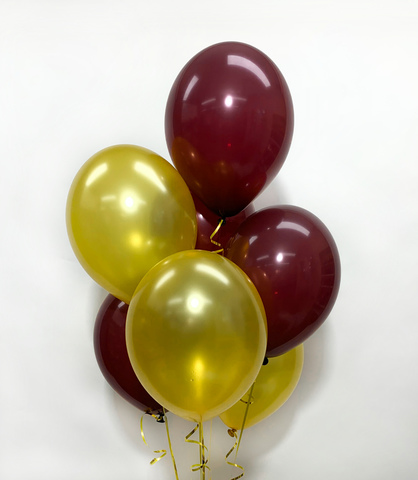 Воздушные шары с гелием золотисто-бордовые